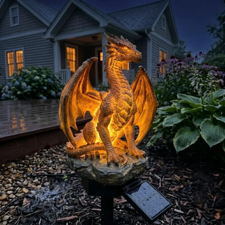 🏰 Lampe de jardin solaire « Dragon Legacy » : décoration mythique d'extérieur haut de gamme « Golden Ember » ! 🌅