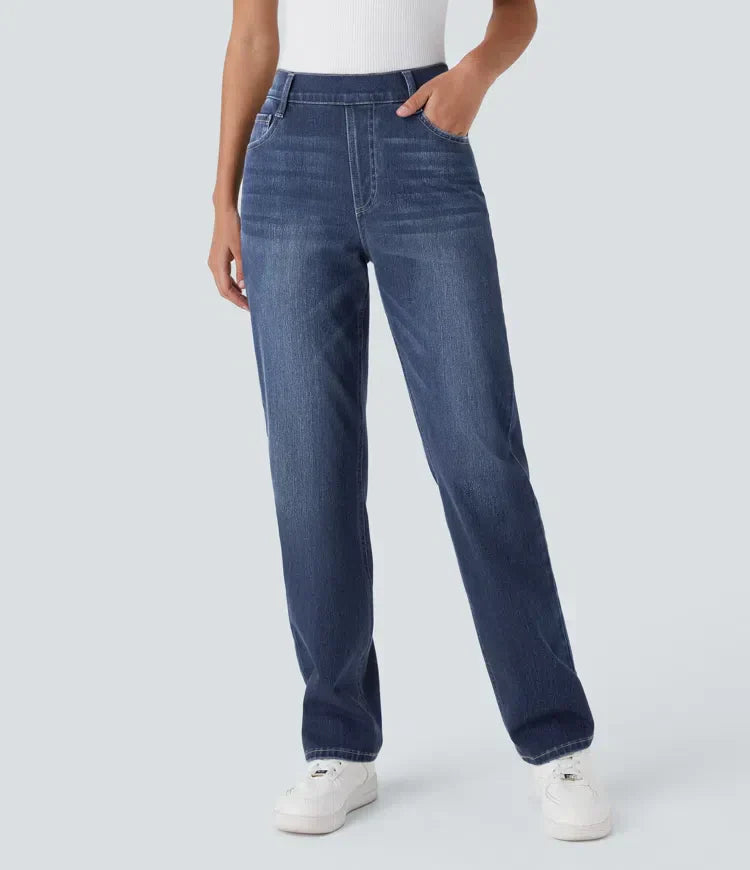 Pantalon taille haute élastique et confortable