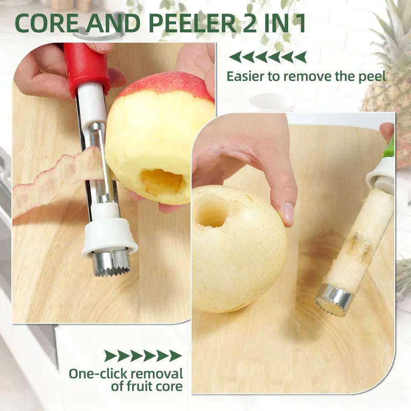 🍎 Outil 2-en-1 en acier inoxydable pour évider les pommes : un évideur de fruits en un seul geste ! ✨