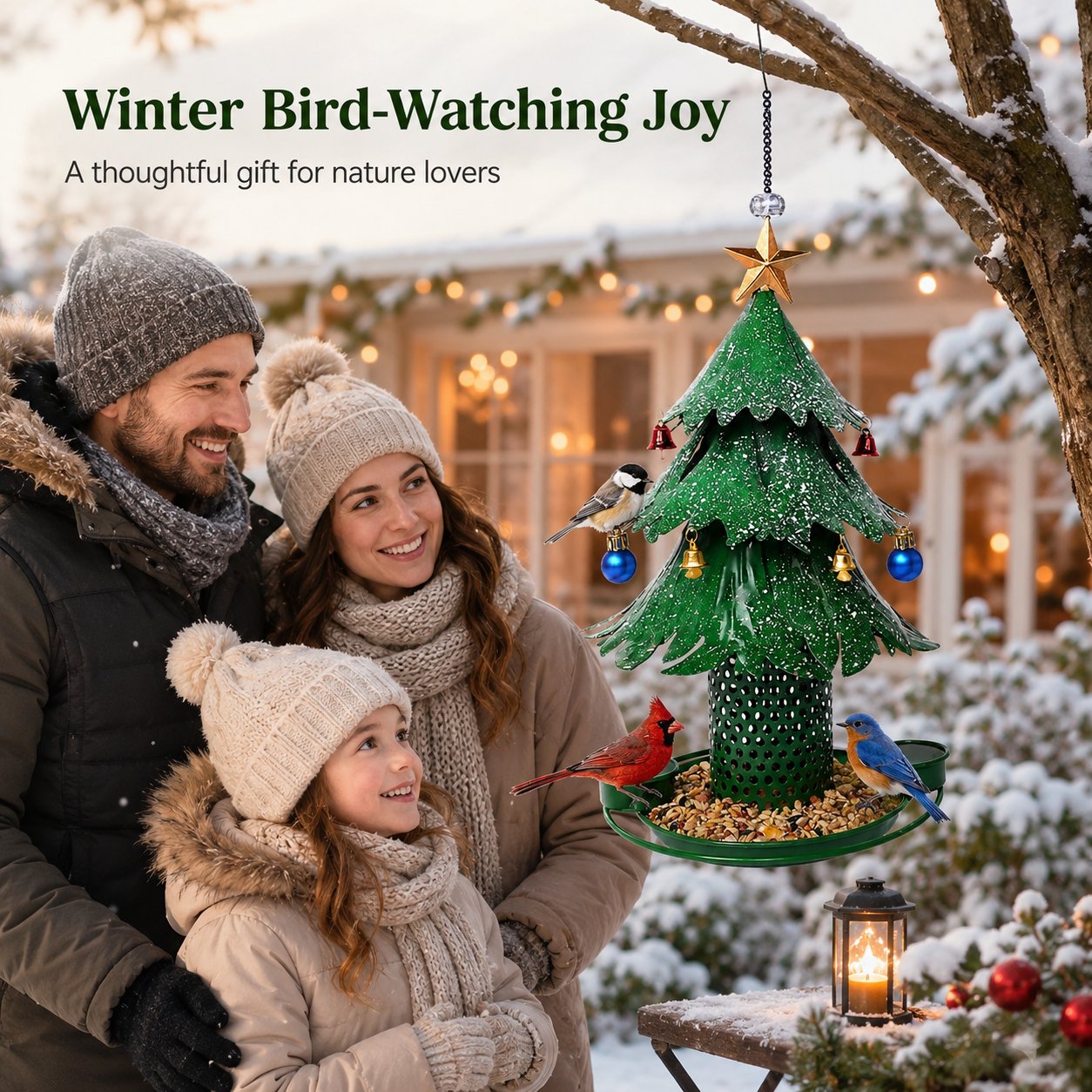 🎄 Mangeoire pour oiseaux en forme de sapin de Noël : décoration de jardin hivernale suspendue en métal ! 🐦