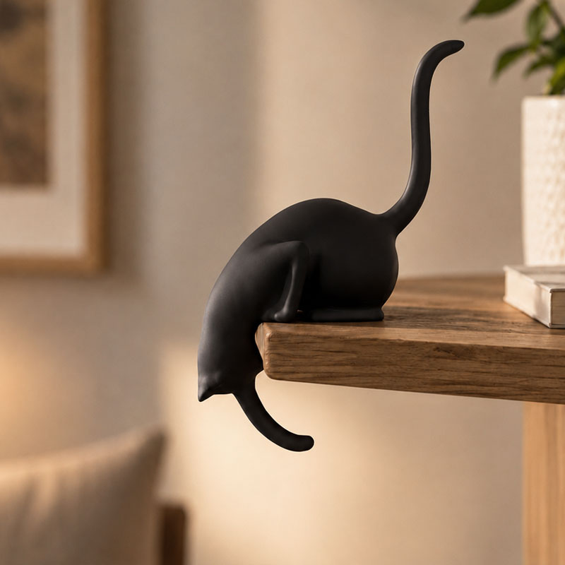 🐾 Crochet d'angle pour étagère « Chat grimpeur » : un porte-clés et un objet de décoration mignon, sans perçage ! 🐈