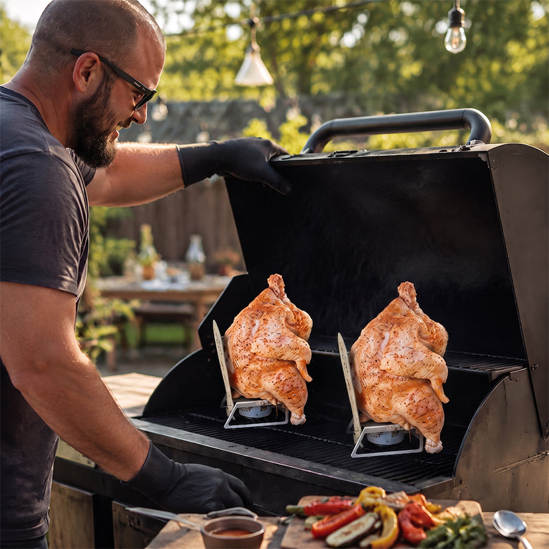 🍗 Support pour poulet à la canette de bière : support vertical pour barbecue et four ! 🍻