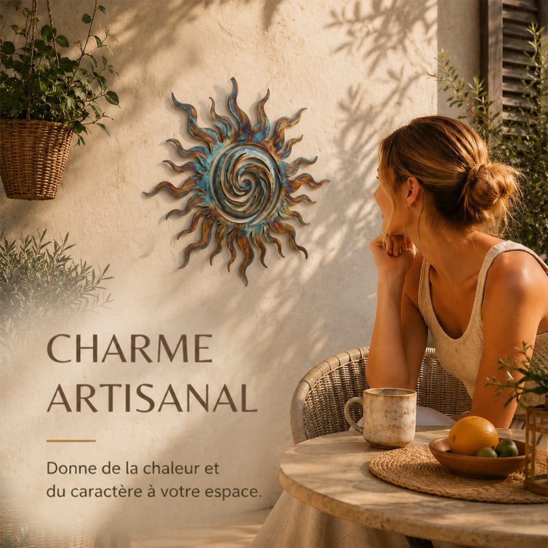 ☀️ Décoration murale en métal « Soleil tourbillonnant » : une touche d'élégance chaleureuse pour la maison et le jardin ! ✨