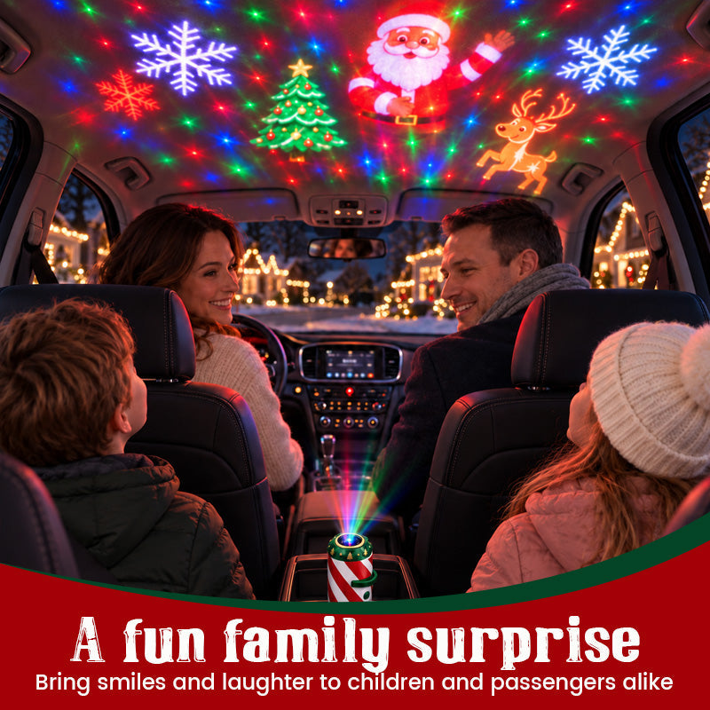 🎄🚗 Projecteur de Noël pour voiture « Joyeuse balade » — Lumière festive alimentée par USB avec diapositives de Noël