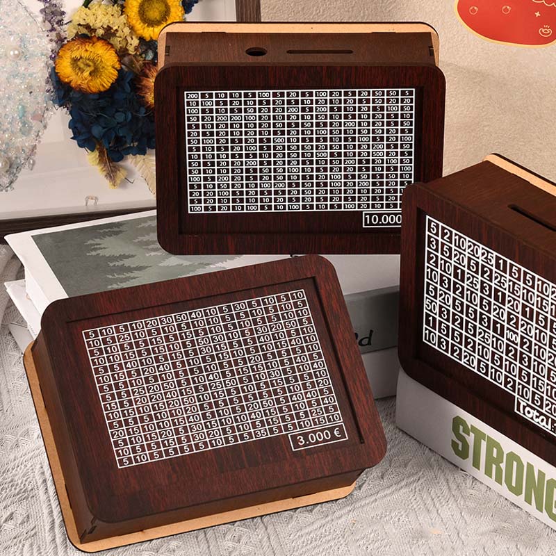 Élégante tirelire en bois avec objectif d'épargne ✨ Tirelire motivante pour petits et grands