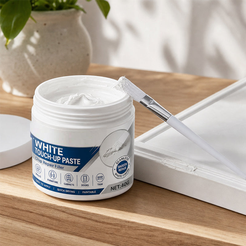 🖌️Effacez instantanément les rayures et les éraflures sur vos meubles ! ✨Pâte de retouche blanche facile à utiliser, avec pinceau de précision 🏡