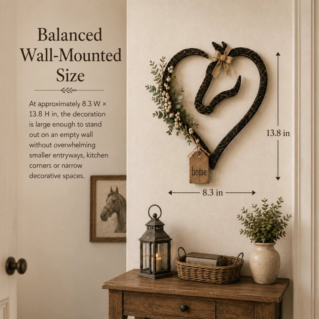 🐎 Décoration murale rustique en forme de cœur avec silhouette de cheval : une touche vintage pour votre maison de campagne ! 🏡