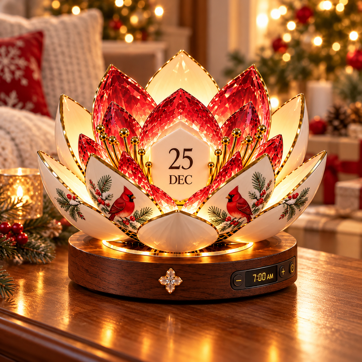 🌸 Calendrier perpétuel à floraison automatique — Calendrier floral qui affiche la date grâce à une lumière d'ambiance chaleureuse