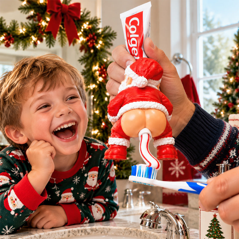 🎅Presse-dentifrice « Fesses du Père Noël » — Le même dentifrice, mais qui sort de manière plus amusante
