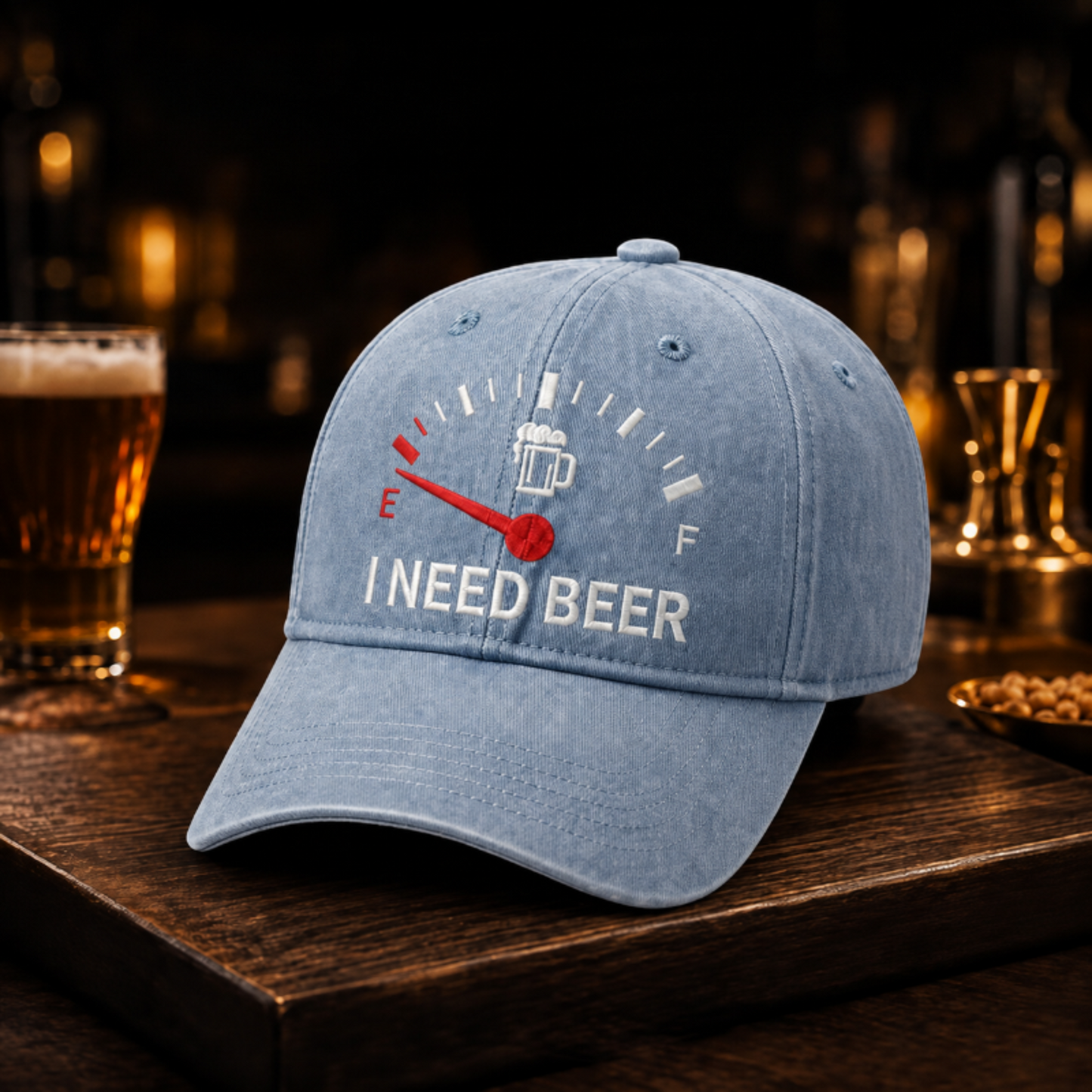 🧢 Casquette de baseball originale avec bouchon de réservoir brodé « I Need Beer » : une casquette de baseball originale ! 🍺✨