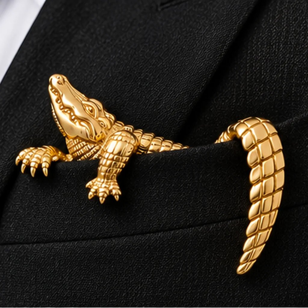 🐊✨ Pochette en métal représentant un animal sculpté