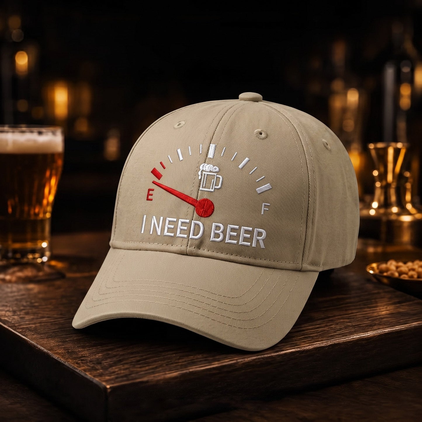 🧢 Casquette de baseball originale avec bouchon de réservoir brodé « I Need Beer » : une casquette de baseball originale ! 🍺✨