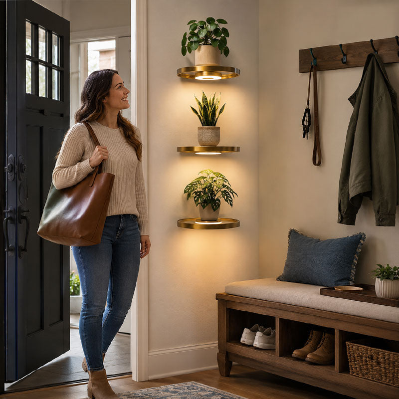 💡 Étagère flottante LED 2-en-1 ultime : décoration murale géométrique et veilleuse d'ambiance douce ! 🌿