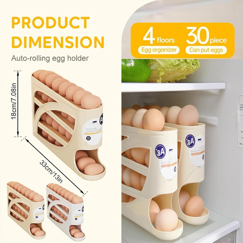 Organisateur à œufs roulant – Rangement peu encombrant pour réfrigérateur (30 œufs) 🥚