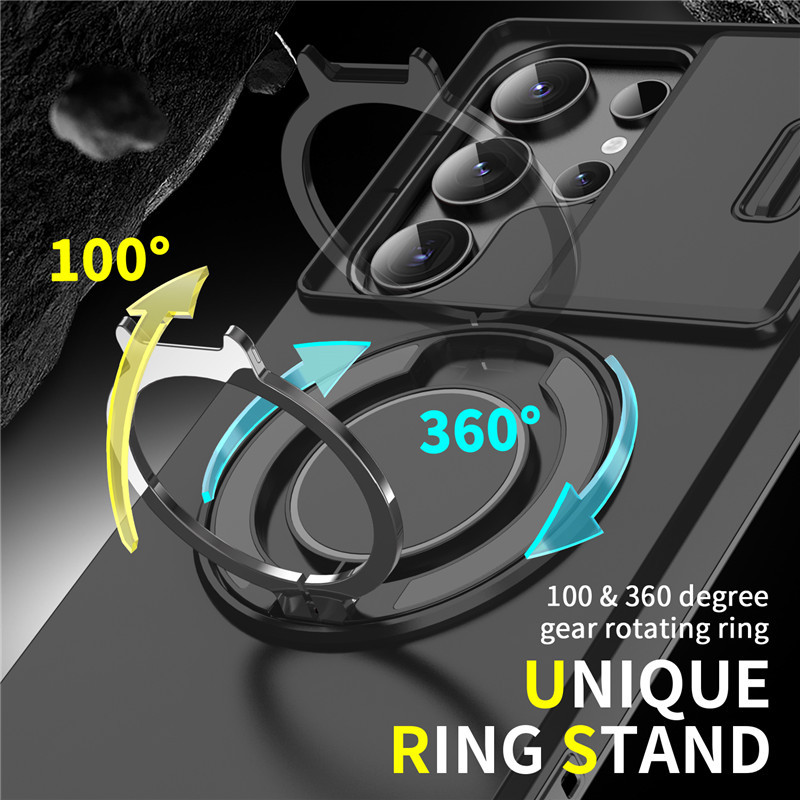 Étui blindé pour la série Galaxy S 🛡️ Couvercle coulissant pour l'appareil photo et anneau à 360° 🧲 Fonction magnétique