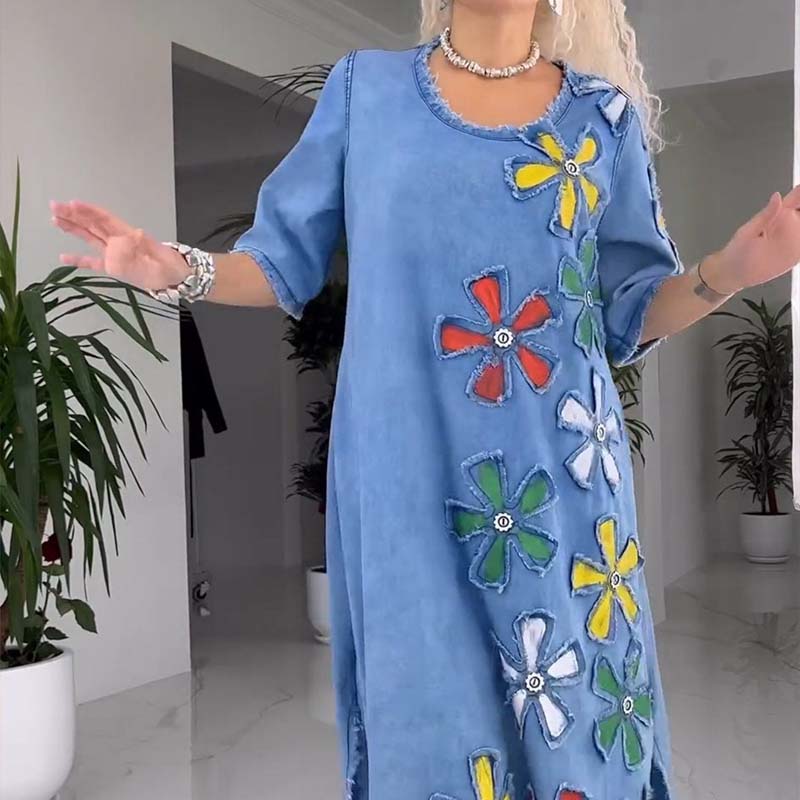 🌸Robe ample décontractée à col rond