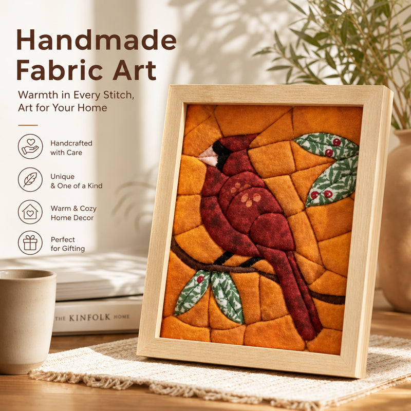 🖼️Une œuvre d'art rustique en patchwork, cousue à la main et encadrée ! 🌿