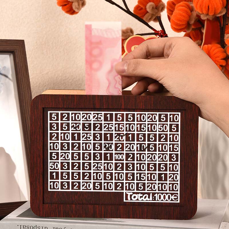 Élégante tirelire en bois avec objectif d'épargne ✨ Tirelire motivante pour petits et grands