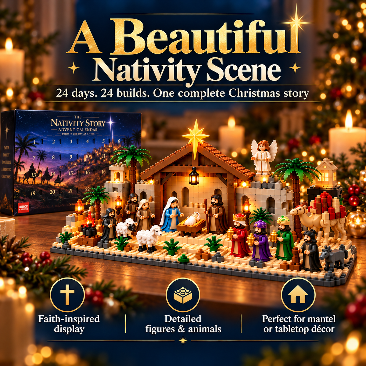 ⭐ Calendrier de l'Avent « Crèche » d'AmenBricks — Compte à rebours de Noël à construire en 24 jours