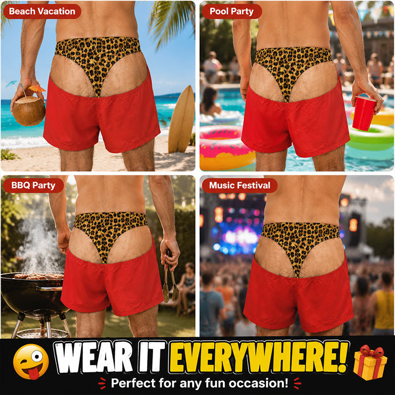 😂 Short décontracté pour homme à imprimé léopard rigolo : un short d'été ludique pour la plage ! 🐆