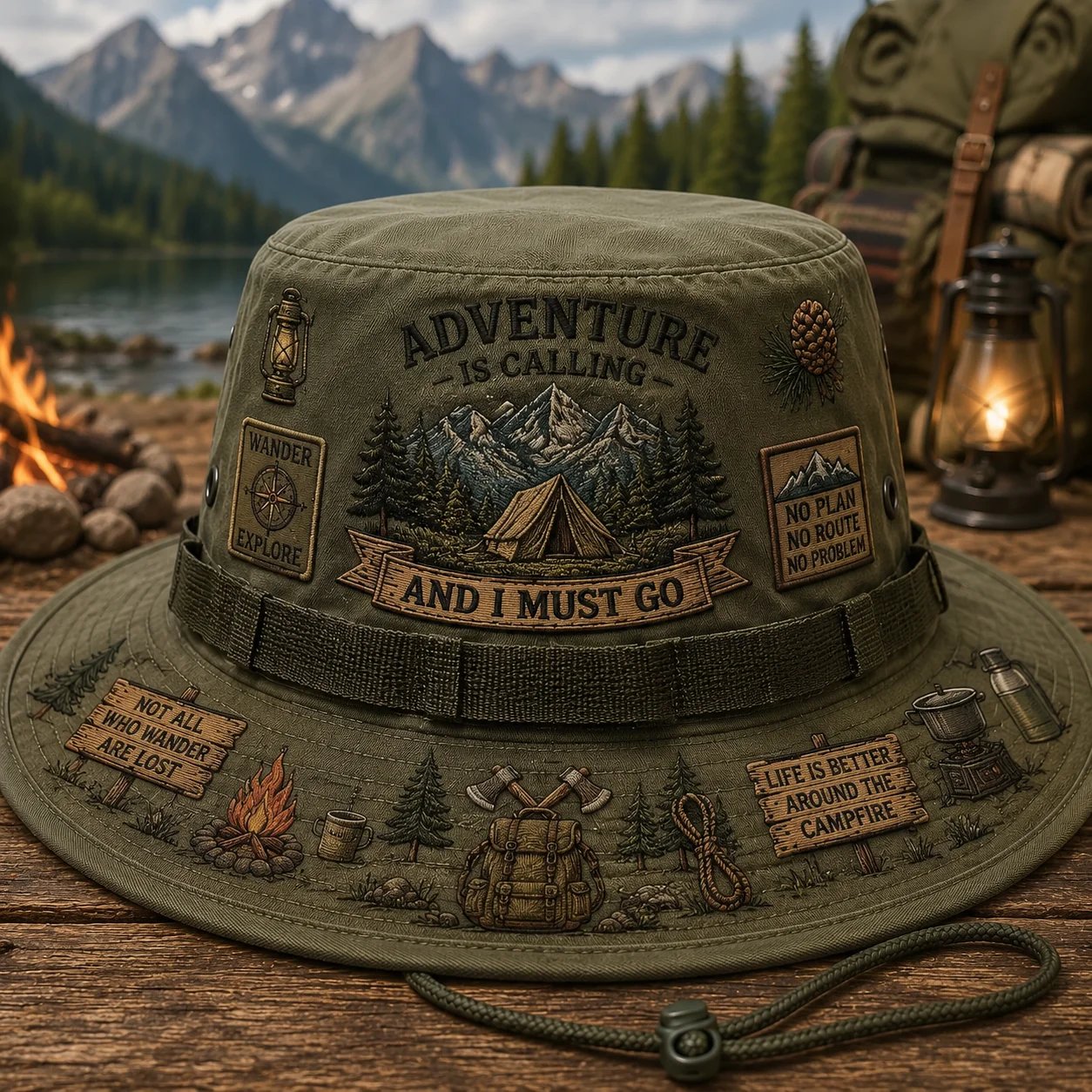 🌲 Chapeau « Adventure Is Calling » de Boonie : chapeau de soleil pour la randonnée et le camping en plein air ! 🏕️