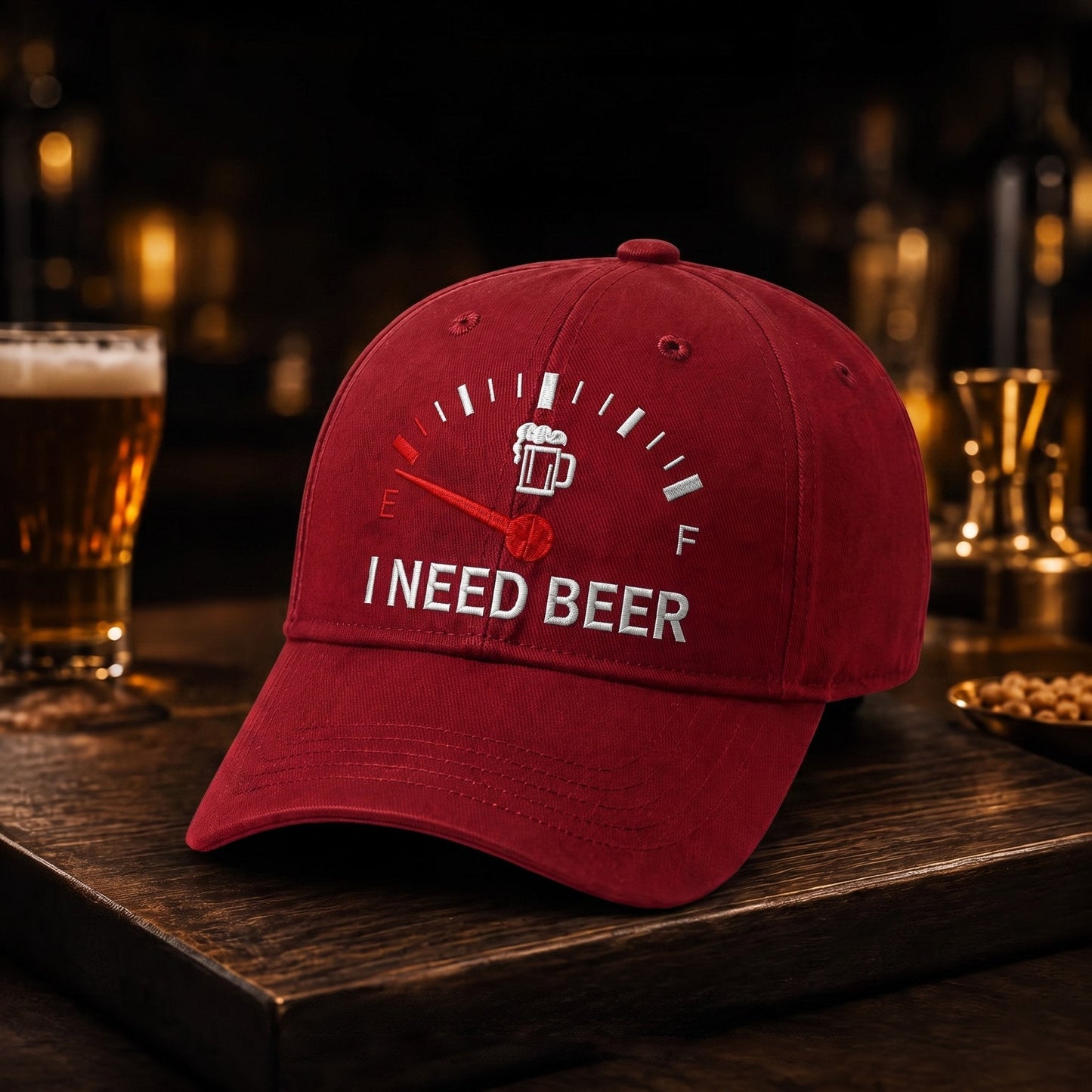 🧢 Casquette de baseball originale avec bouchon de réservoir brodé « I Need Beer » : une casquette de baseball originale ! 🍺✨
