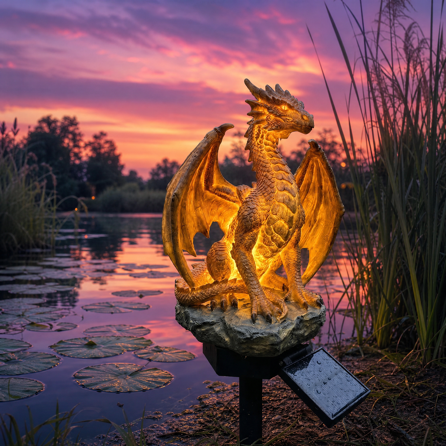 🏰 Lampe de jardin solaire « Dragon Legacy » : décoration mythique d'extérieur haut de gamme « Golden Ember » ! 🌅