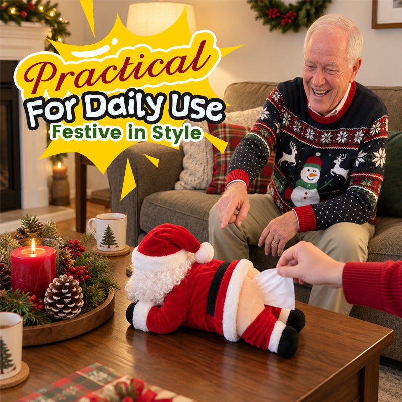 🎅Le côté espiègle du Père Noël — Une housse rigolote pour boîte de mouchoirs en forme de fesses, pour rire à Noël