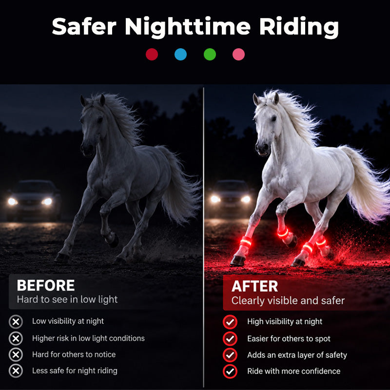 🐎 Bandes lumineuses Glow Stride pour les pattes — Lumières LED pour les pattes des chevaux