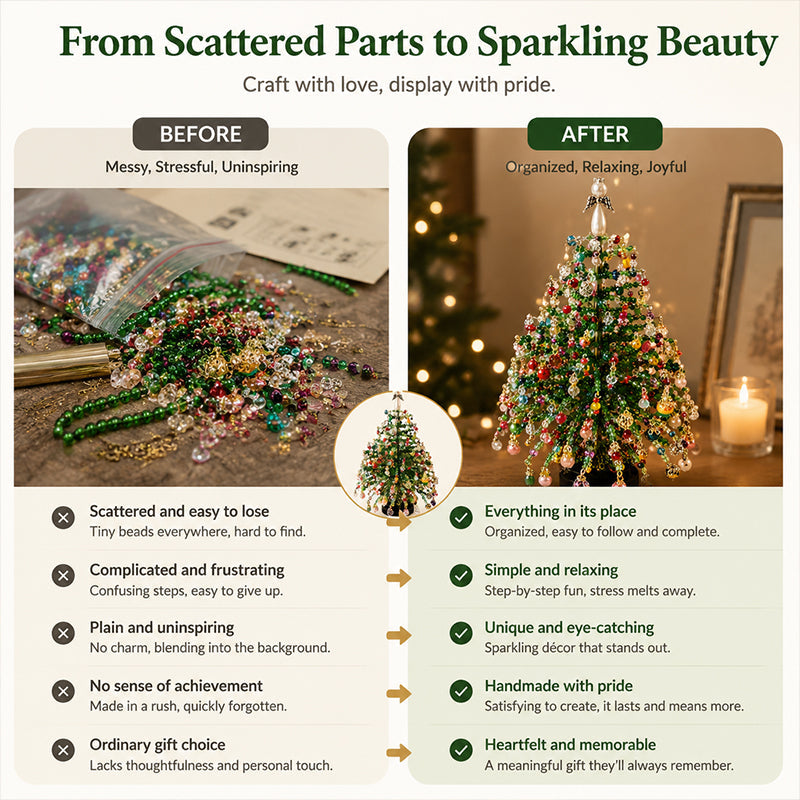 🎄✨ Kit de bricolage pour sapin de Noël en perles – 🎅 Créez votre propre décoration de Noël étincelante