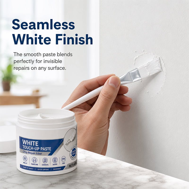 🖌️Effacez instantanément les rayures et les éraflures sur vos meubles ! ✨Pâte de retouche blanche facile à utiliser, avec pinceau de précision 🏡