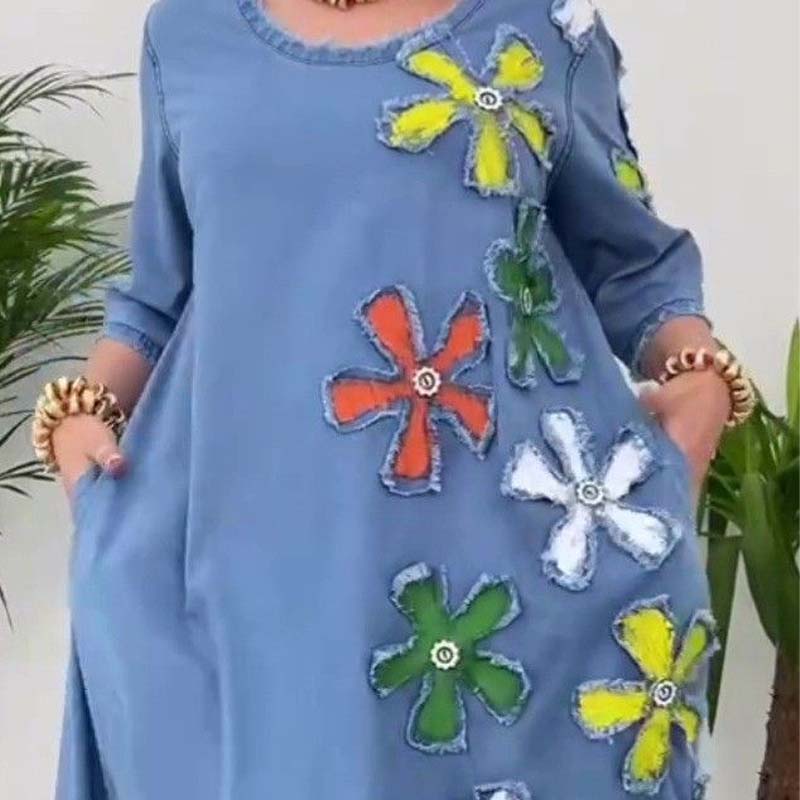 🌸Robe ample décontractée à col rond