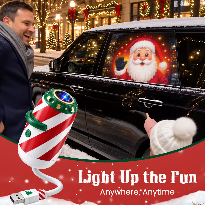 🎄🚗 Projecteur de Noël pour voiture « Joyeuse balade » — Lumière festive alimentée par USB avec diapositives de Noël