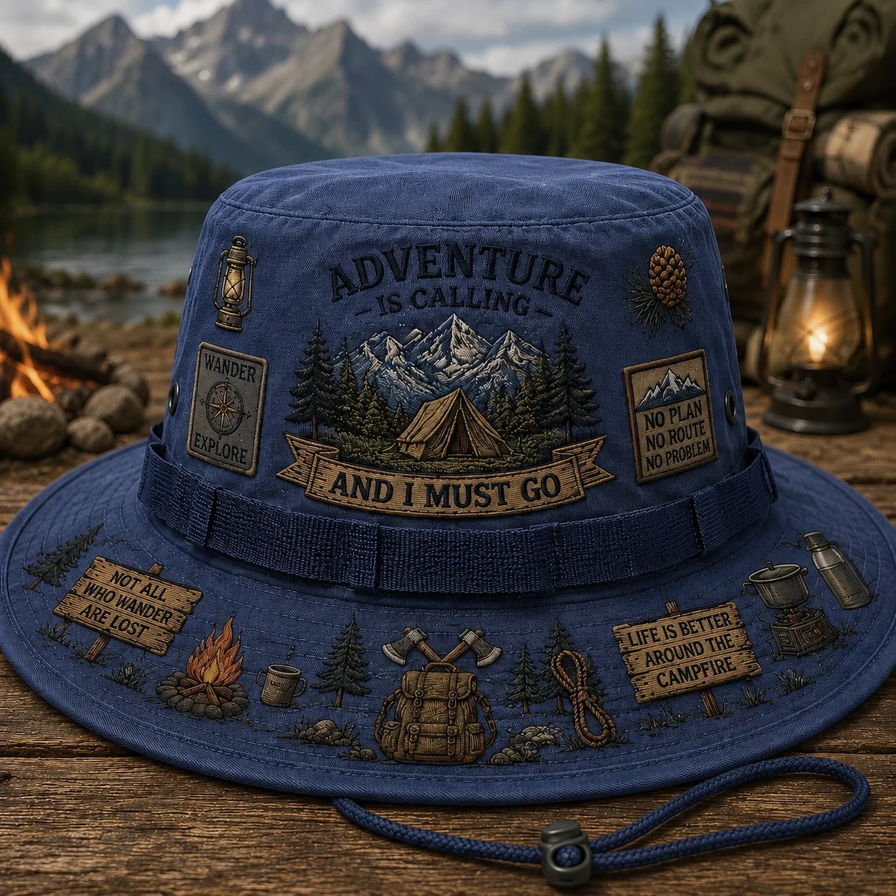 🌲 Chapeau « Adventure Is Calling » de Boonie : chapeau de soleil pour la randonnée et le camping en plein air ! 🏕️