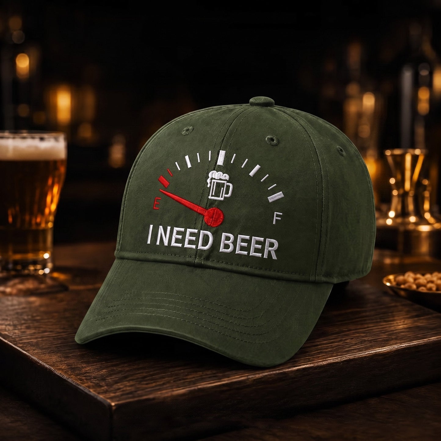 🧢 Casquette de baseball originale avec bouchon de réservoir brodé « I Need Beer » : une casquette de baseball originale ! 🍺✨