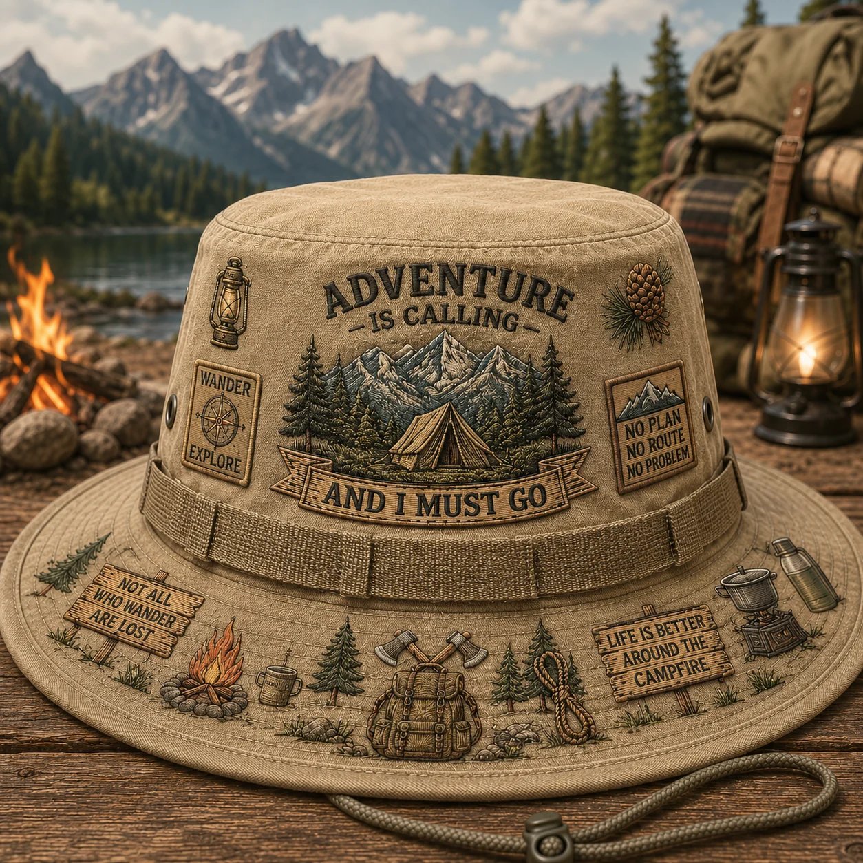 🌲 Chapeau « Adventure Is Calling » de Boonie : chapeau de soleil pour la randonnée et le camping en plein air ! 🏕️