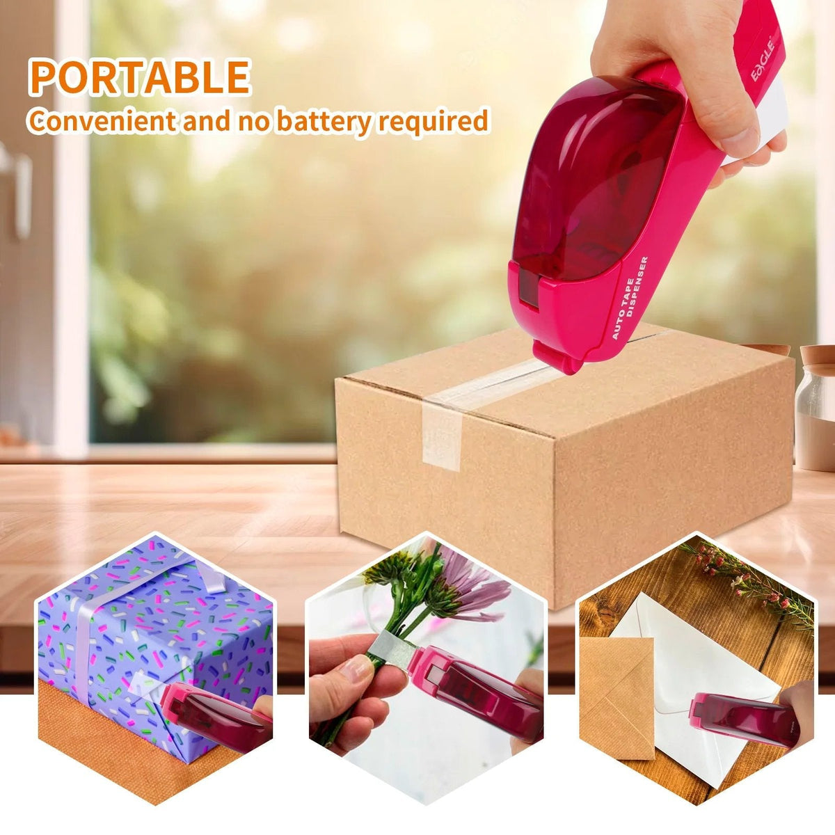 ✂️📦 Distributeur automatique de ruban adhésif — Utilisable d'une seule main, sans piles, pour une coupe nette à chaque fois