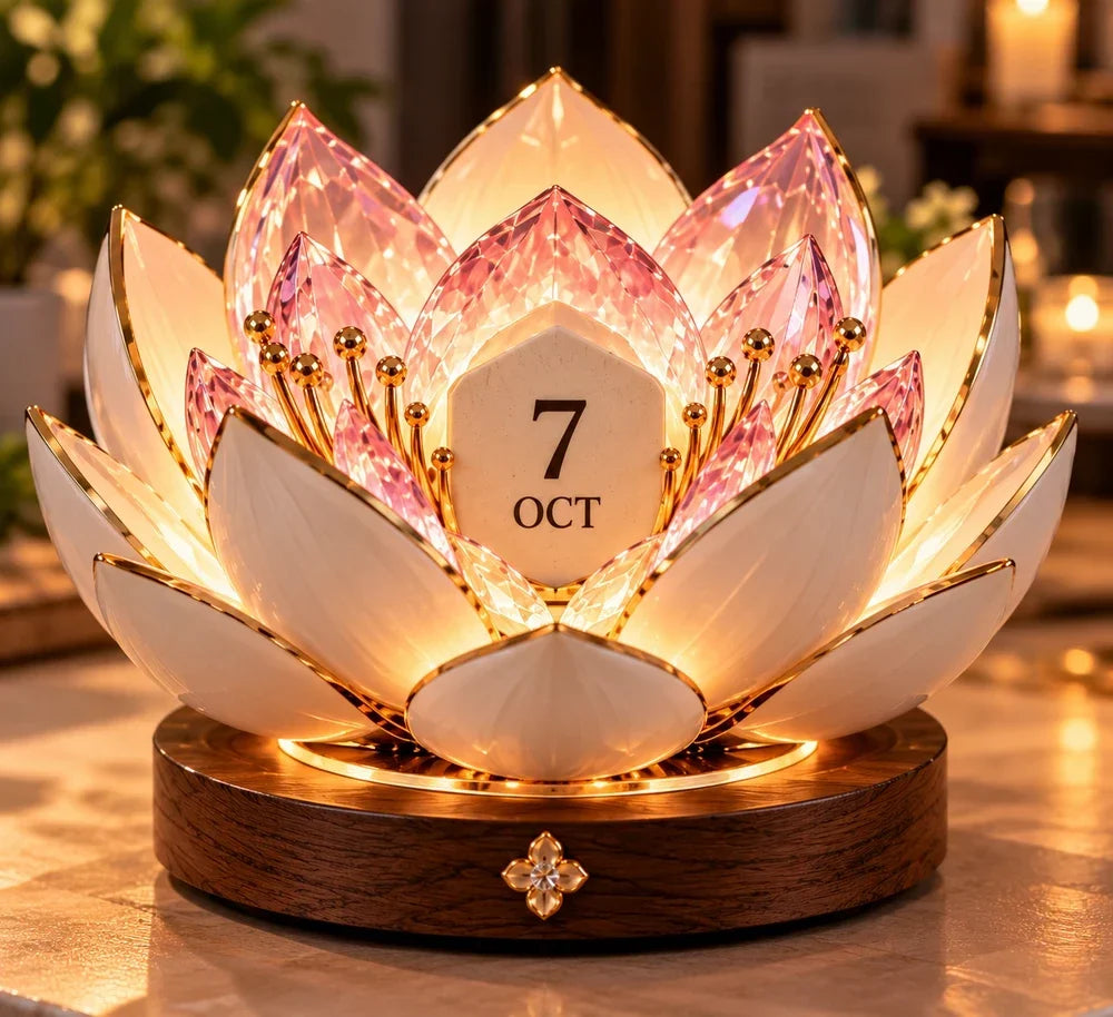 🌸 Calendrier perpétuel à floraison automatique — Calendrier floral qui affiche la date grâce à une lumière d'ambiance chaleureuse