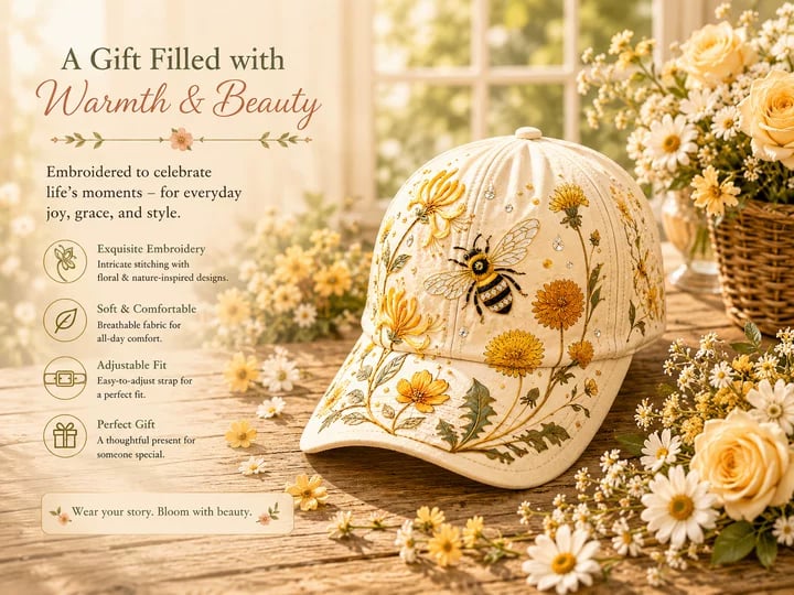🌸🌿 Casquette de baseball « Garden Morning » : douceur du soleil et confort au quotidien ! ☀️🌱🧢