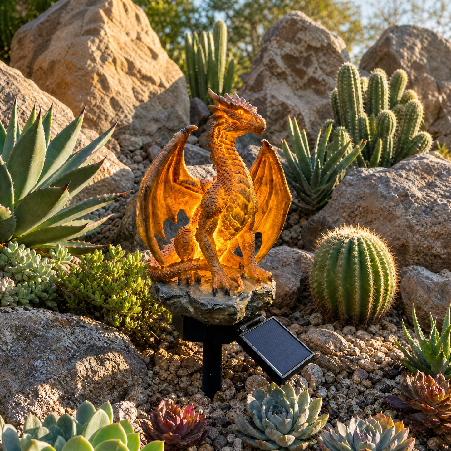 🏰 Lampe de jardin solaire « Dragon Legacy » : décoration mythique d'extérieur haut de gamme « Golden Ember » ! 🌅