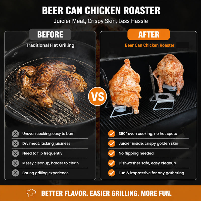 🍗 Support pour poulet à la canette de bière : support vertical pour barbecue et four ! 🍻