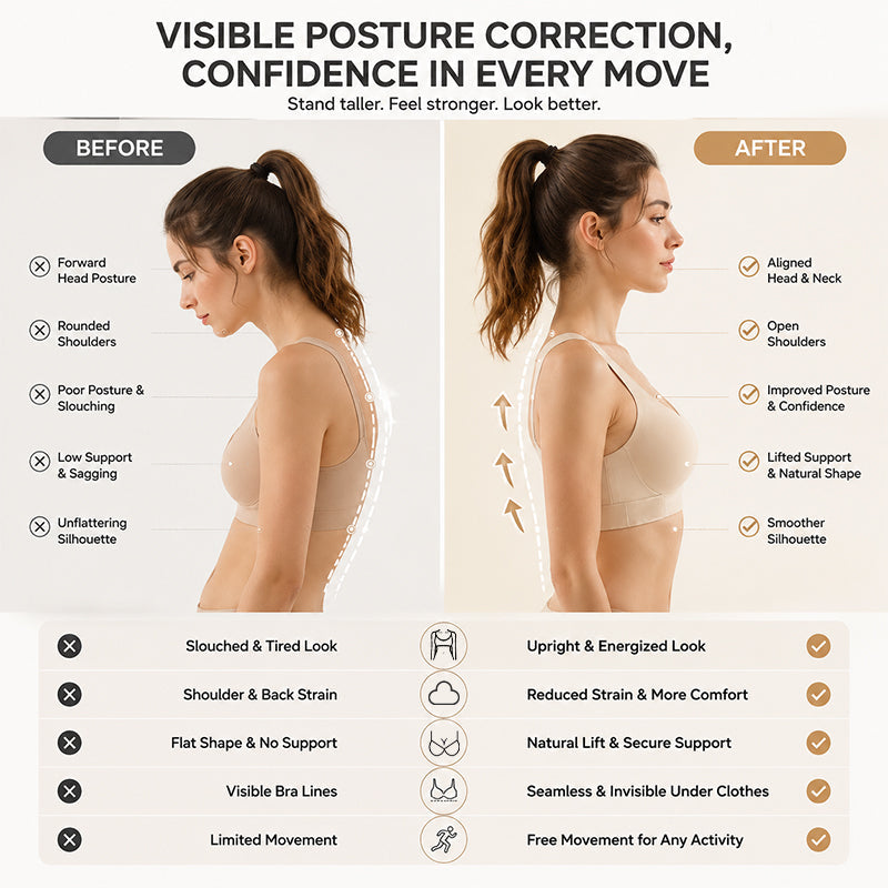 🧘 Soutien-gorge de sport pour femmes, correcteur de posture et lissant le dos : maintien sans armatures et fermeture à l'avant ! ✨