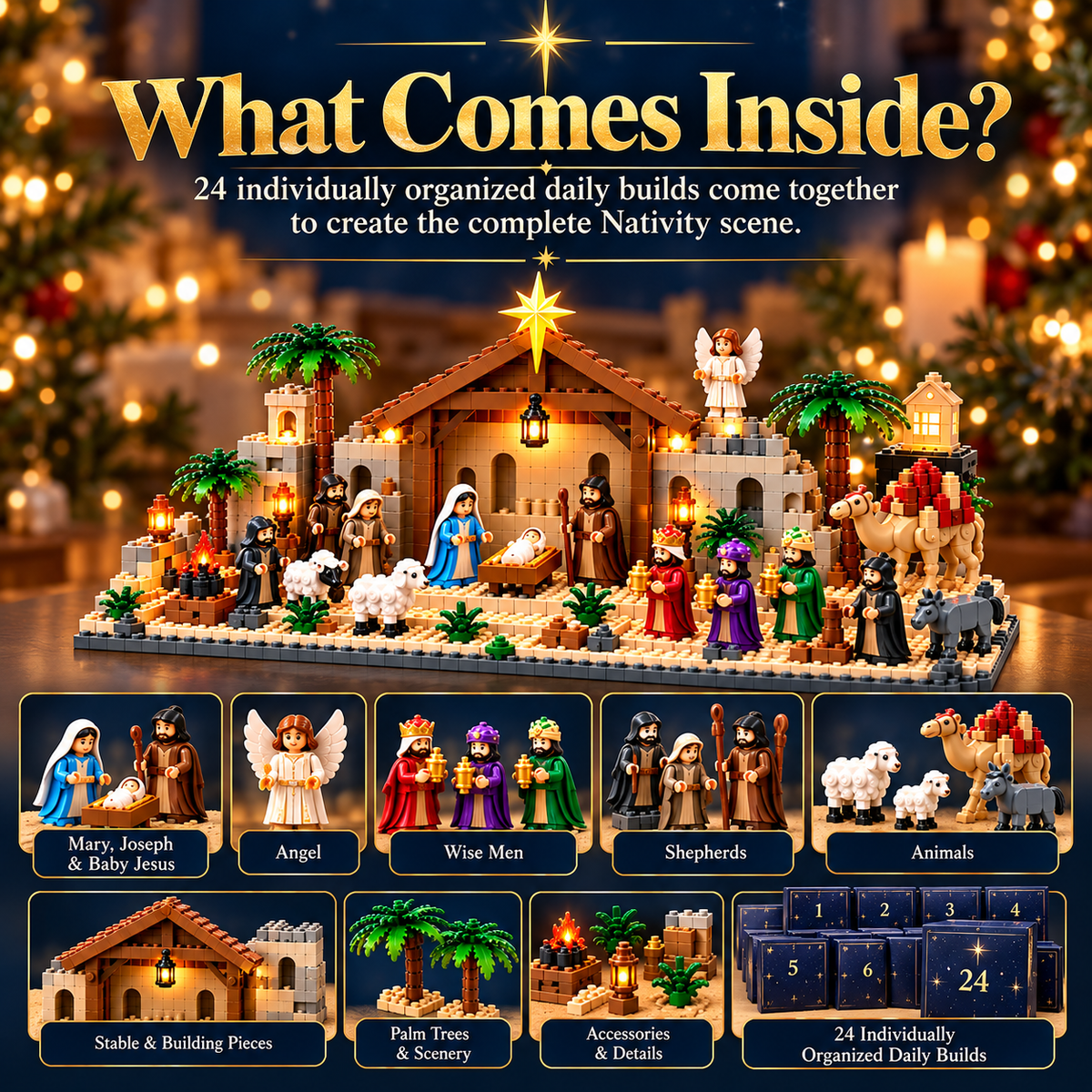 ⭐ Calendrier de l'Avent « Crèche » d'AmenBricks — Compte à rebours de Noël à construire en 24 jours