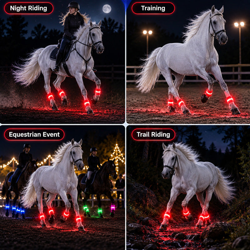 🐎 Bandes lumineuses Glow Stride pour les pattes — Lumières LED pour les pattes des chevaux