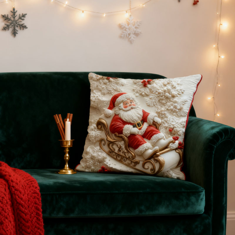 🎄Taie d'oreiller imprimée en 3D de Noël✨