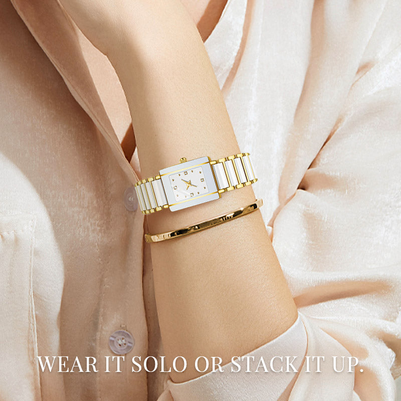 ⌚ Montre élégante à bracelet en céramique — Étanche jusqu'à 3 ATM, mouvement à quartz, coffret cadeau inclus