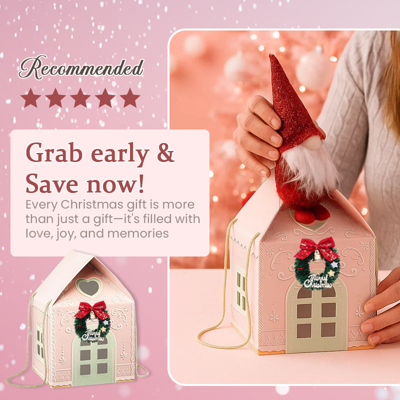 🎄🏠 Coffret cadeau « Christmas Cottage » — Emballage réutilisable en forme de maison, orné de détails festifs réalisés à la main