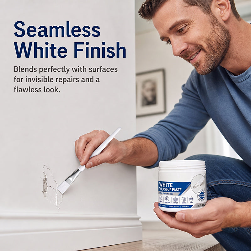 🖌️Effacez instantanément les rayures et les éraflures sur vos meubles ! ✨Pâte de retouche blanche facile à utiliser, avec pinceau de précision 🏡