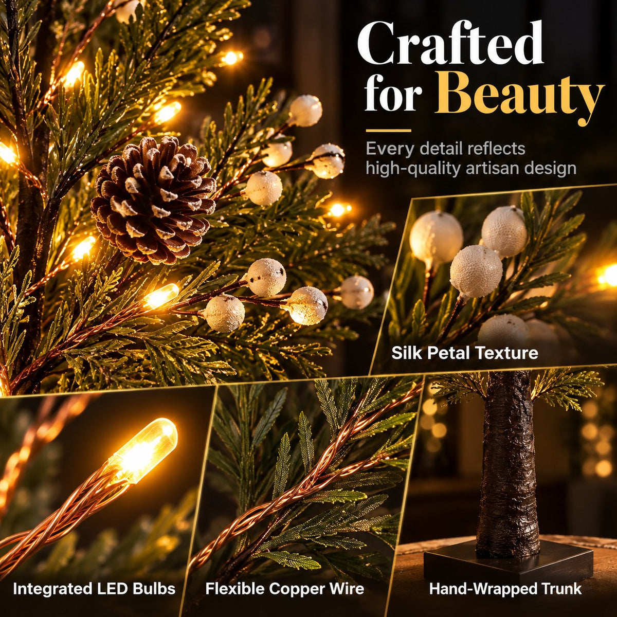 🌿✨ Élégante lampe LED en forme d'arbre — Branches souples et éclairage d'ambiance chaleureux
