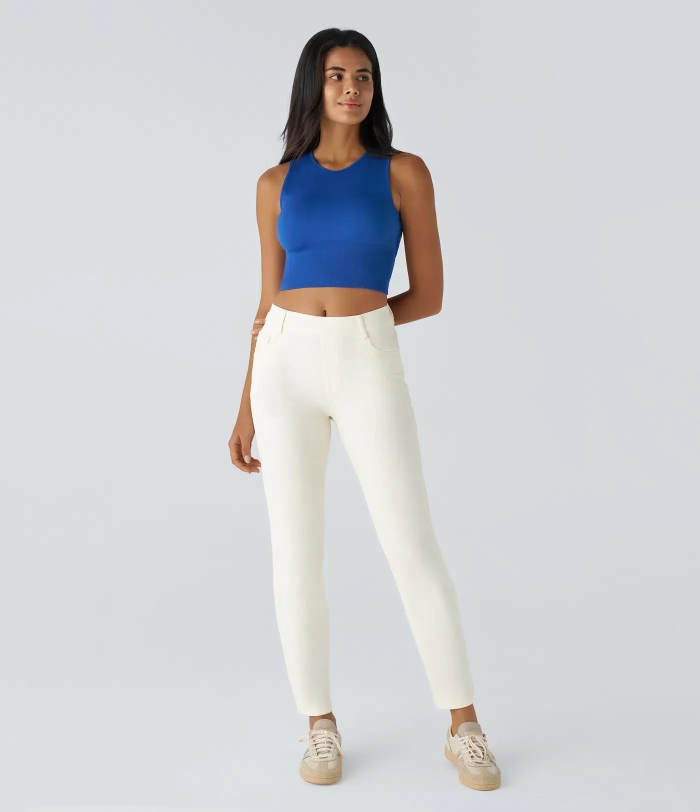 Pantalon taille haute élastique et confortable